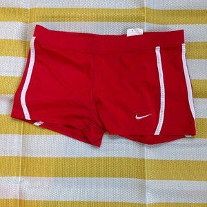 Nike Spandex Red White Shorts, Women Athletic Dri Fit Gym Shorts
